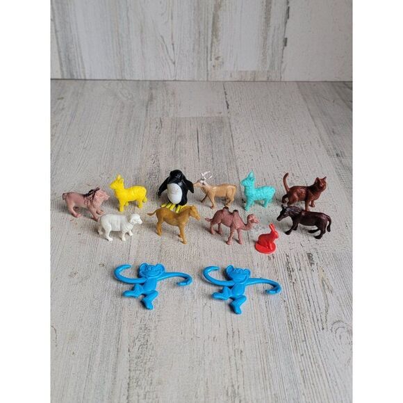Assorted animal play monkey camel horse deer rabbit toy figure set - Picture 1 of 8